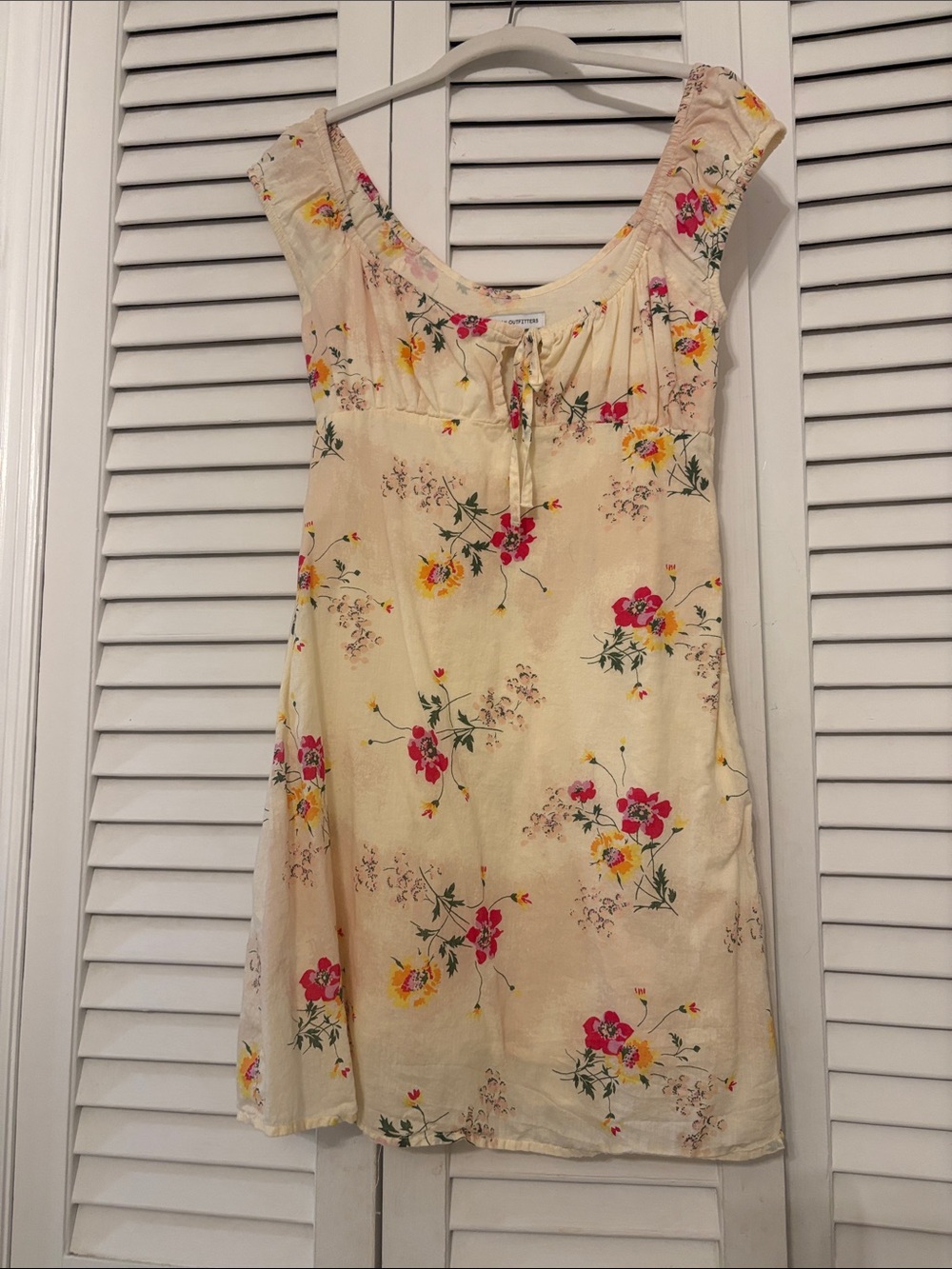 Urban Outfitters Cream Floral Tank Dress with Pink & Yellow Blooms